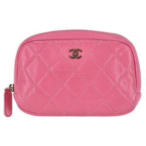 Chanel Classic Quilted Caviar Leather 'CC' Logo Cosmetic Case/Pouch